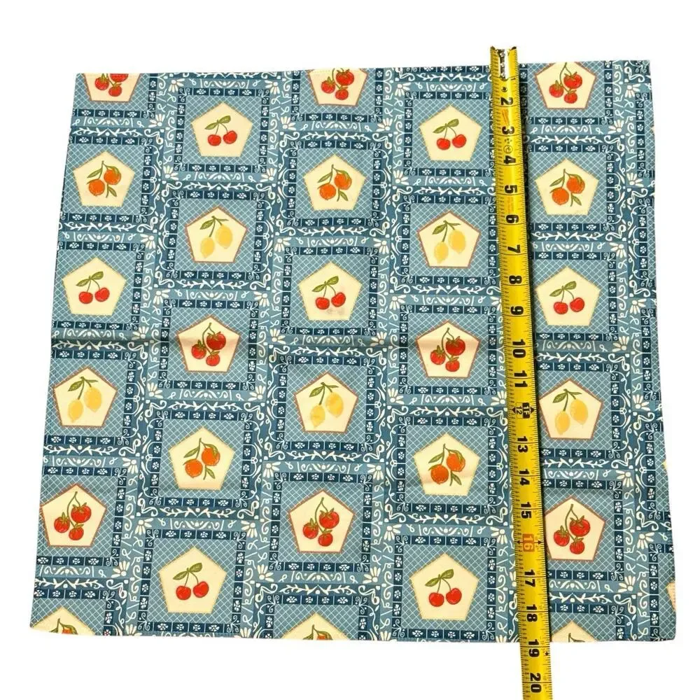 Geometry Geosuede Italian Tiles Dinner Napkin Set Of 6 Blue White Cherries Lemon